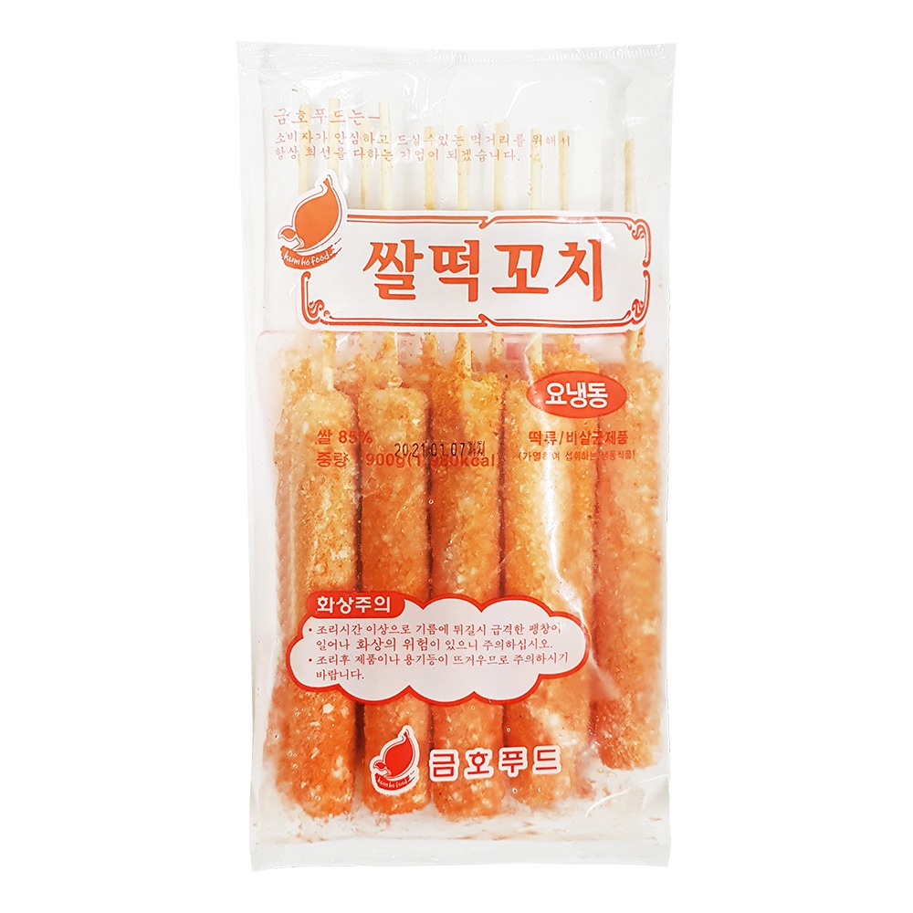 [금호푸드] 쌀떡꼬치 900g (10개입) / 열떡바 찰떡바 떡꼬치 분식 pc방 간식